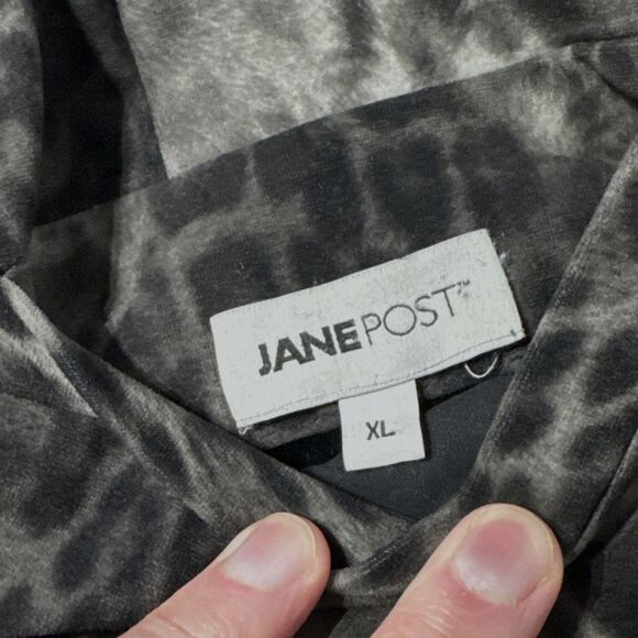 Jane Post Reversible Rain Coat Jacket Black Gray Leopard Print Women’s Size XL - Picture 11 of 16